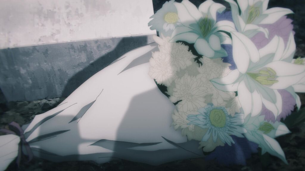 Himeno dépose des fleurs sur les tombes de ses anciens partenaires