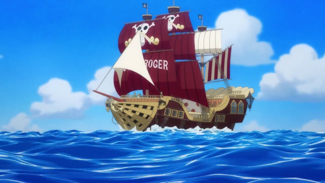 Un œuf géant sur le navire Oro Jackson de Roger de la série animée One Piece