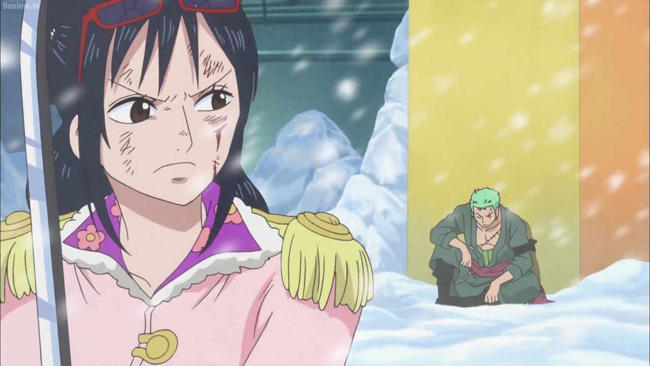 Tashigi et Zoro comme on le voit dans la série'  anime (Crédits image : Eiichiro Oda/Shueisha, Viz Media, One Piece)