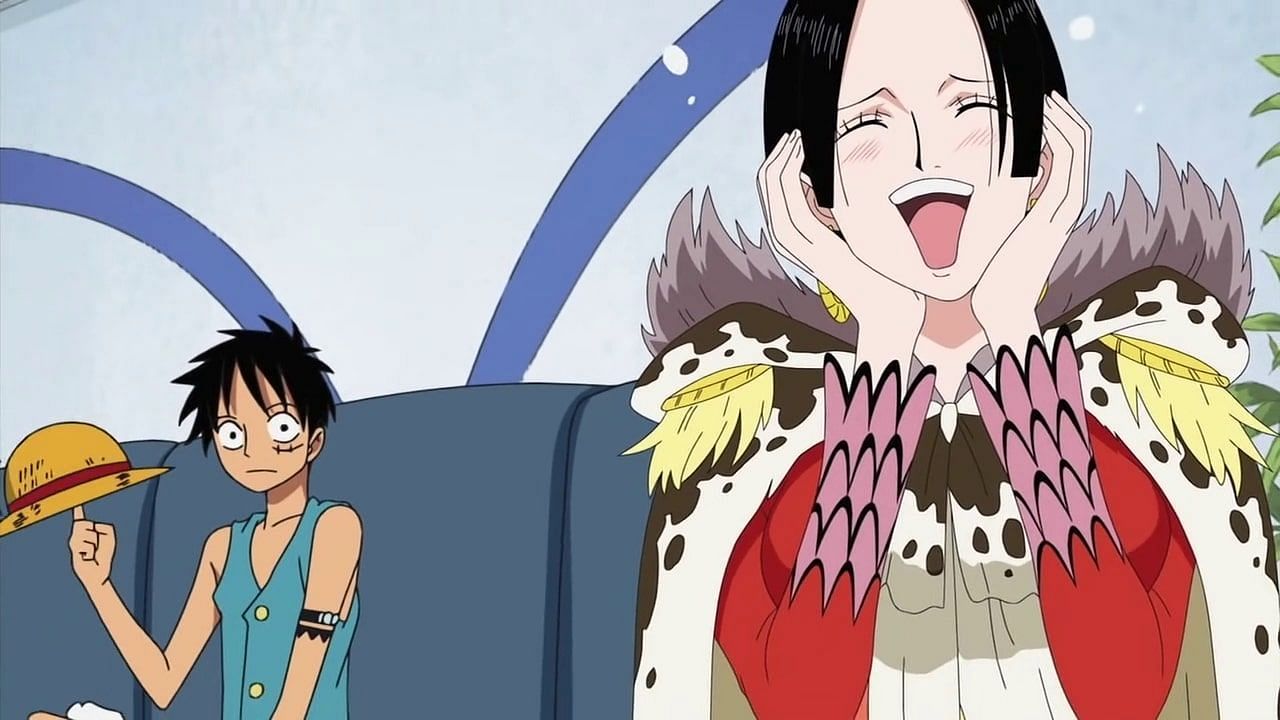 Luffy et Hancock comme on le voit dans la série'  anime (Crédits image : Eiichiro Oda/Shueisha, Viz Media, One Piece)