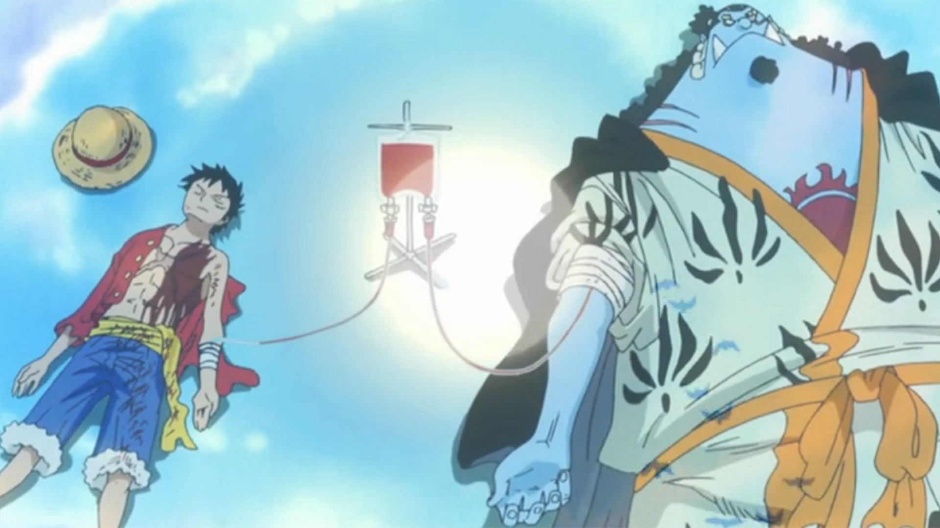 Jinbei donne du sang à Luffy (Image via Toei Animation)