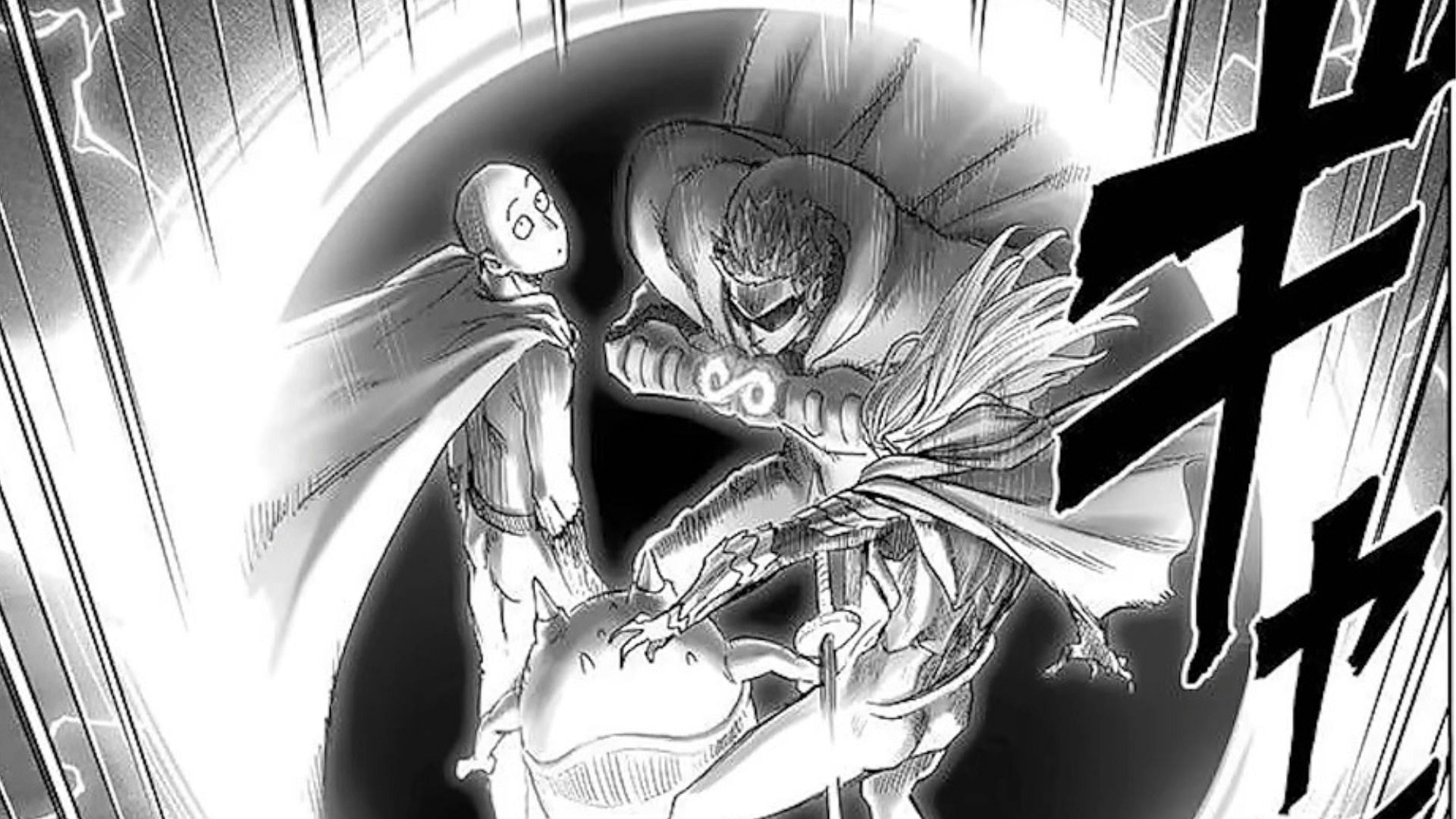 Saitama et Blast comme on le voit dans le manga (Image via ONE/Yusuke Murata/Shueisha/Viz Media)