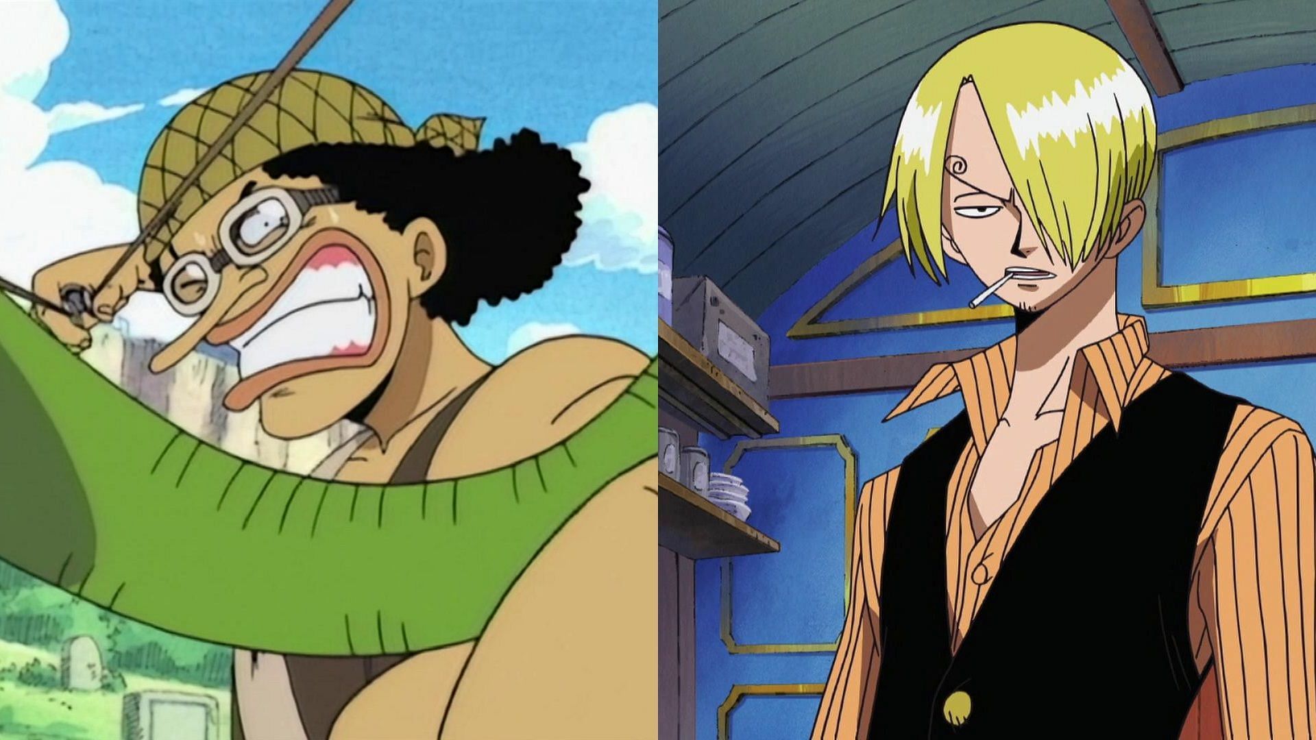 Les traits du visage typiques d'Usopp et de Sanji comme on le voit dans l'anime (Image via Toei Animation, One Piece)