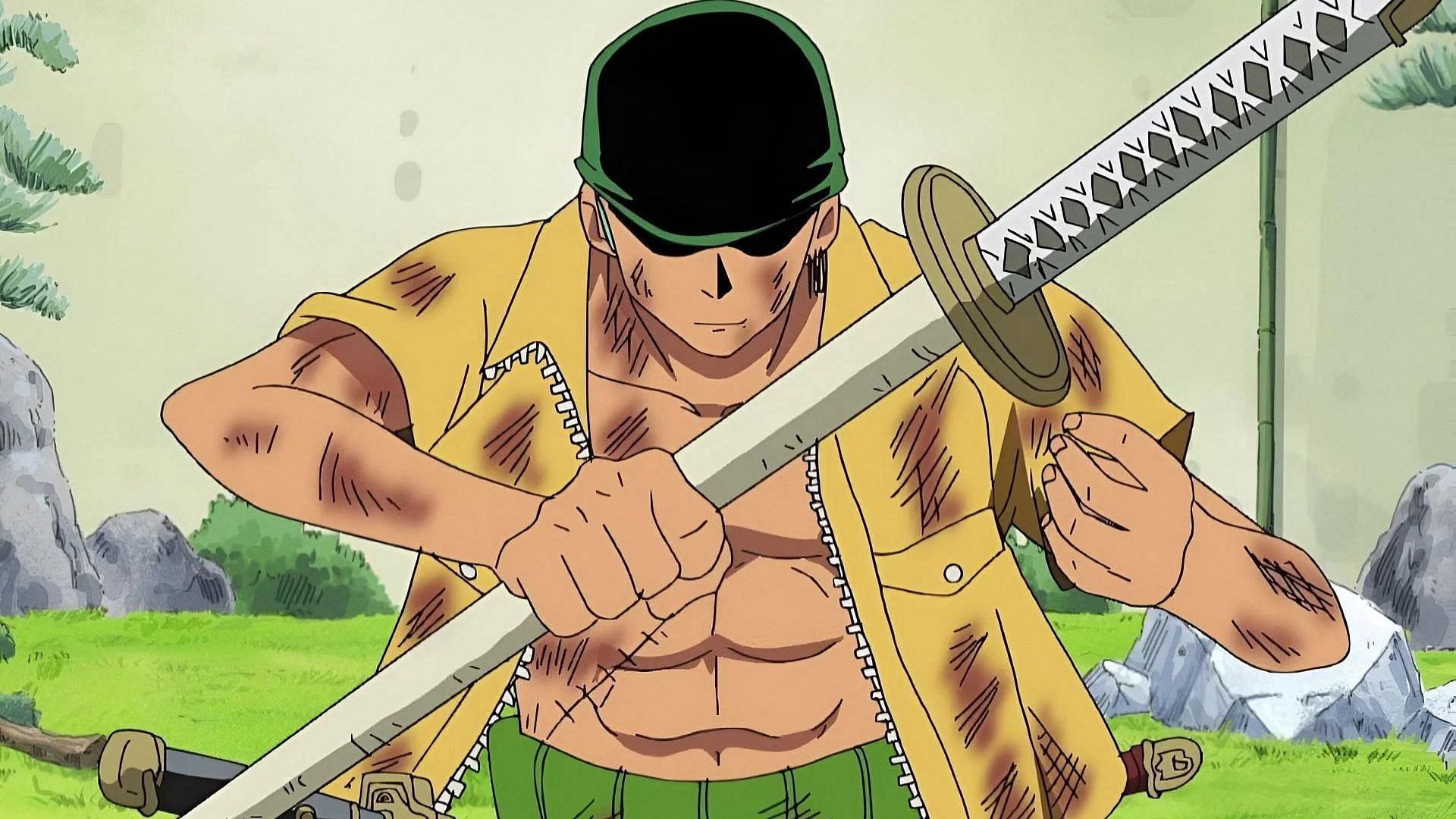 Zoro received Kuina's Wado Ichimonji from Shimotsuki Koushiro after the former's death (Image via Toei Animation)